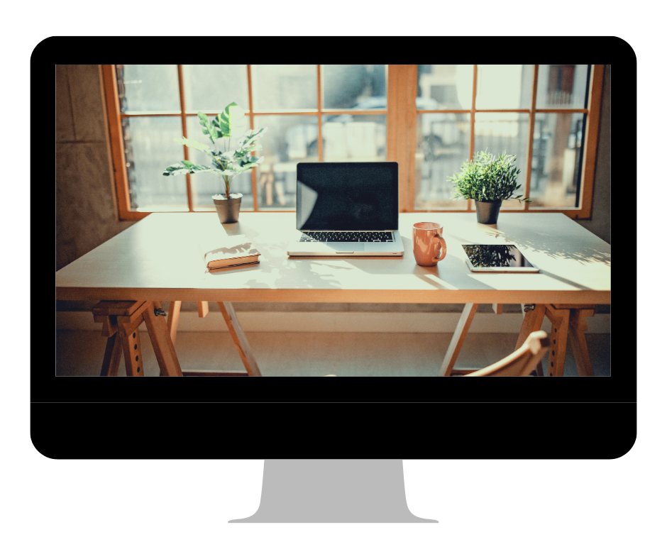 office laptop book coaching call